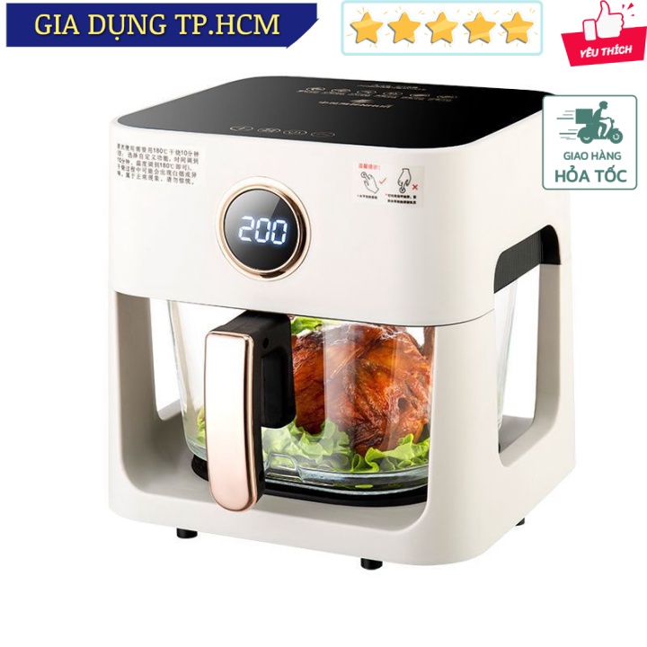 🆕 Nồi chiên không dầu thông minh nhìn xuyên thấu thức ăn 5L 360 độ Crispy JapanTech 1200W
