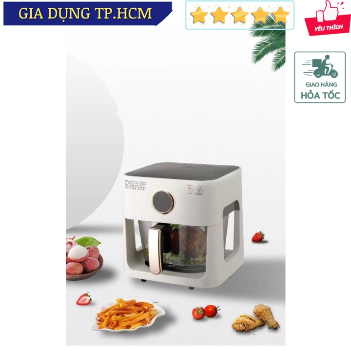 🆕 Nồi chiên không dầu thông minh nhìn xuyên thấu thức ăn 5L 360 độ Crispy JapanTech 1200W