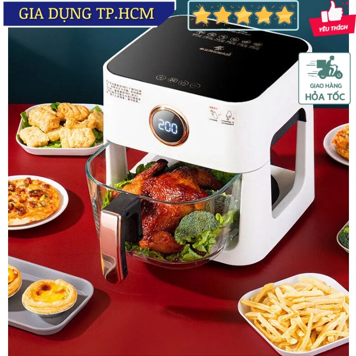 🆕 Nồi chiên không dầu thông minh nhìn xuyên thấu thức ăn 5L 360 độ Crispy JapanTech 1200W