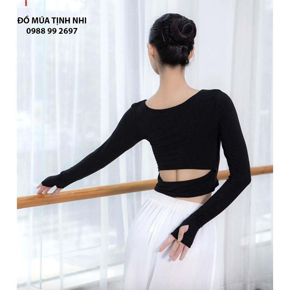 Áo croptop dài tay hở lưng A11 - Đồ Múa Tịnh Nhi