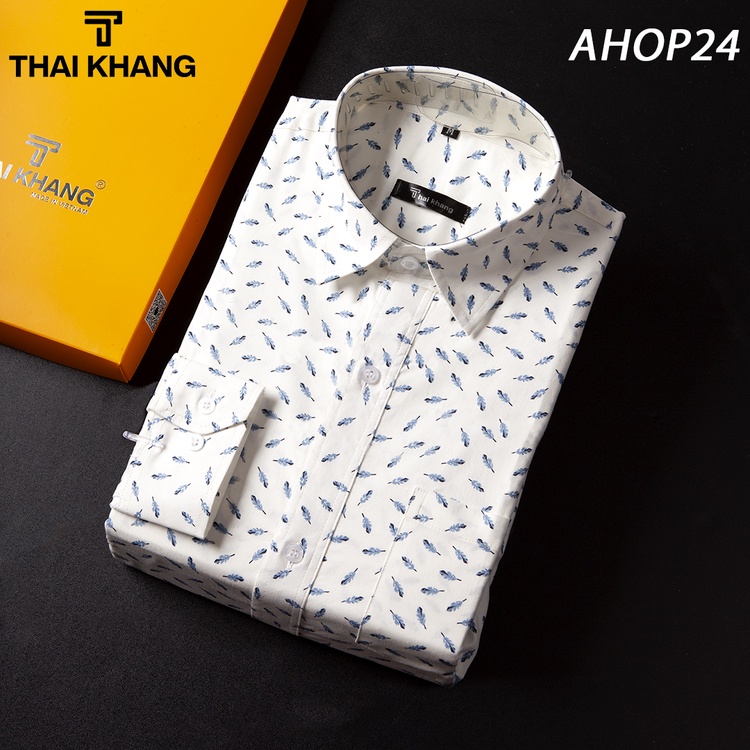 Áo sơ mi nam dài tay cao cấp Thái Khang  vải cotton loại áo sơ mi nam form rộng classic AHOP24