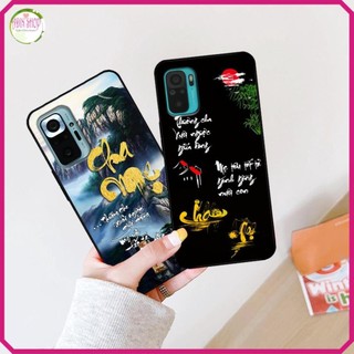 Ốp Xiaomi Redmi K40/K40 Pro mặt lưng ép kính cường lực dẻo in hình phong cách chữ thư pháp cha mẹ, tài lộc