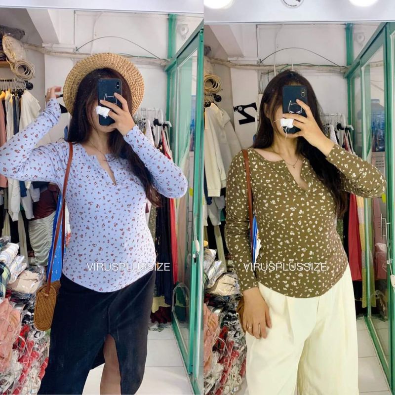 Áo FREEPEOPLE cổ V 4 màu hàng xuất BigSize 💙🤎🤍🖤