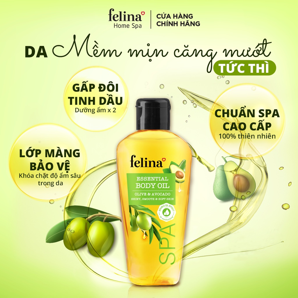 [SHOPEE OUTLET] Tinh Dầu Dưỡng Thể Body Oil Felina Home Spa 100ml tăng cường & khóa ẩm cho làn da căng mướt tức thì | BigBuy360 - bigbuy360.vn