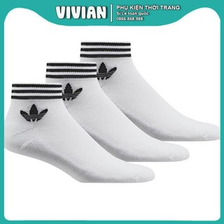 Tất vớ adidas cổ ngắn 3 sọc Phong cách thể thao, chất liệu cotton dày dặn trắng sáng và kháng mùi hôi