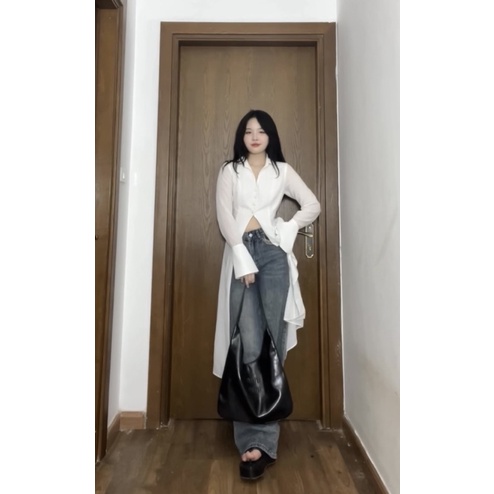 Áo sơ mi Miia tà dài có thể làm áo khoác | BigBuy360 - bigbuy360.vn