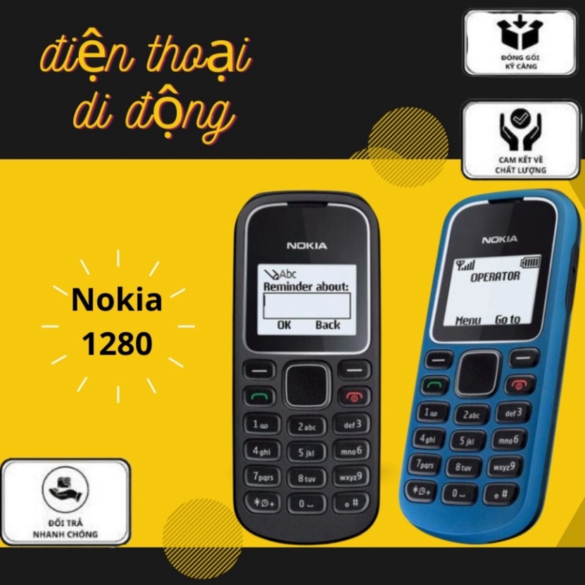 Điện thoại Nokia 1280 màn hình Zin main Zin chính hãng,điện thoại giá rẻ đầy đủ phụ kiện pin và sạc chất lượng tốt