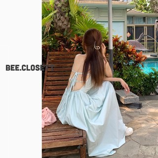 Đầm hở lưng xanh mint ngọt ngào dáng dài