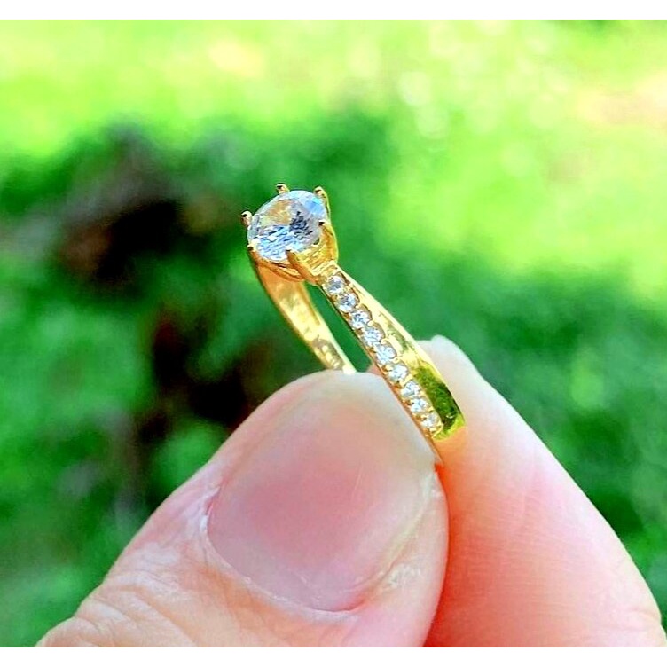 Nhẫn Nữ Kiểu 1 Xoàn Chéo Đơn Giản Vàng Non Cao Cấp-Dùng vĩnh viễn không phai màu
