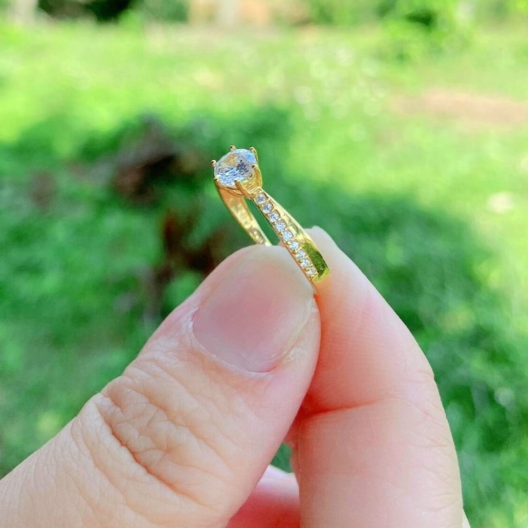 Nhẫn Nữ Kiểu 1 Xoàn Chéo Đơn Giản Vàng Non Cao Cấp-Dùng vĩnh viễn không phai màu