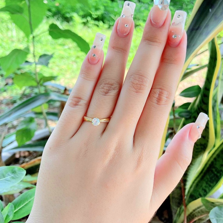 Nhẫn Nữ Kiểu 1 Xoàn Chéo Đơn Giản Vàng Non Cao Cấp-Dùng vĩnh viễn không phai màu