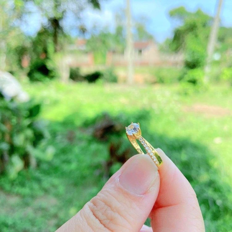 Nhẫn Nữ Kiểu 1 Xoàn Chéo Đơn Giản Vàng Non Cao Cấp-Dùng vĩnh viễn không phai màu