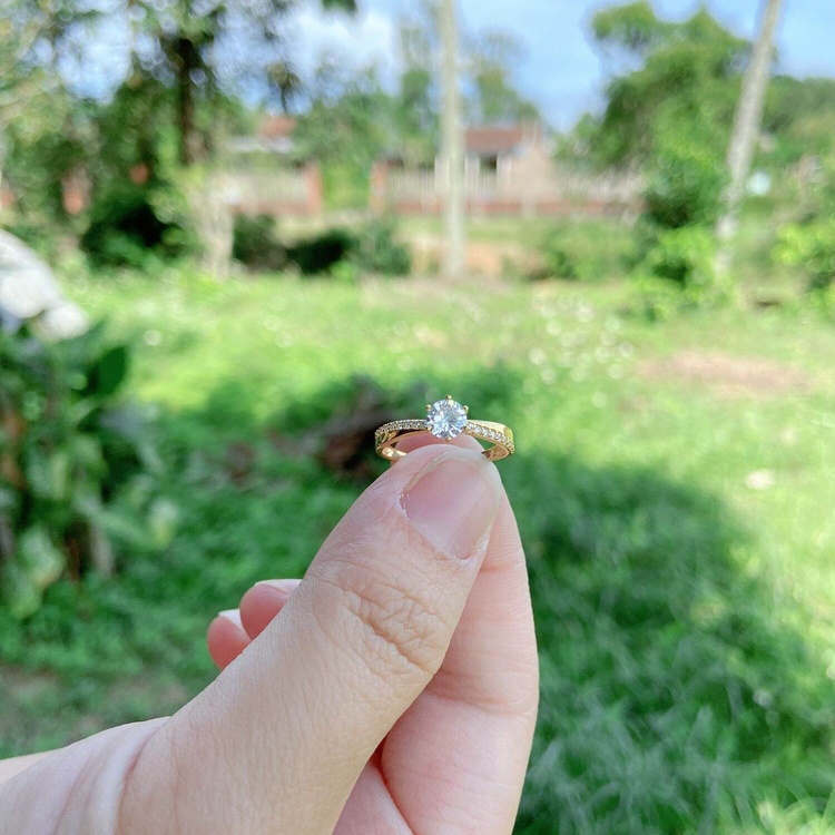 Nhẫn Nữ Kiểu 1 Xoàn Chéo Đơn Giản Vàng Non Cao Cấp-Dùng vĩnh viễn không phai màu