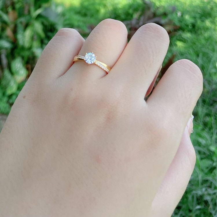 Nhẫn Nữ Kiểu 1 Xoàn Chéo Đơn Giản Vàng Non Cao Cấp-Dùng vĩnh viễn không phai màu