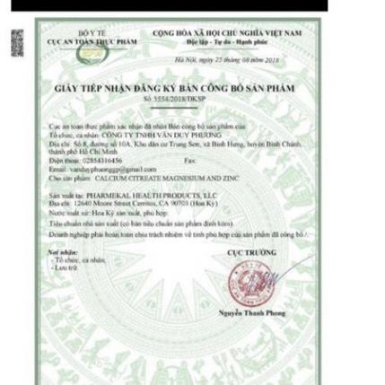 Viên Uống Kirkland Calcium Citrate Magnesium & ZinC - 500v - Mỹ
