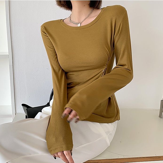 Áo Thun Tay Dài Trễ Vai Dáng Ngắn Phong Cách Chanel Thời Trang Quyến Rũ Cho Nữ