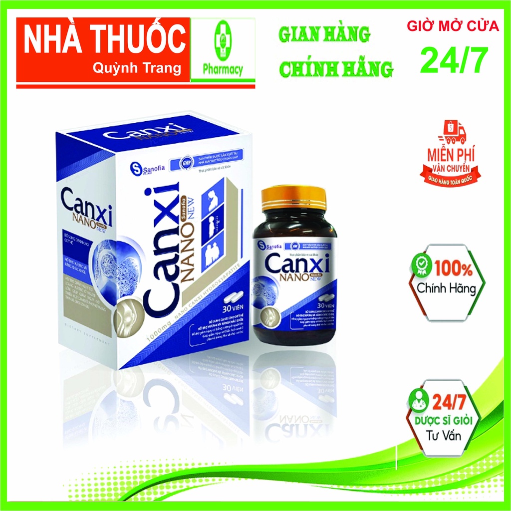 Canxi Nano Sanofia - Canxi Hữu Cơ Giúp Hệ Xương, Răng Chắc Khoẻ, không nóng, không táo bón