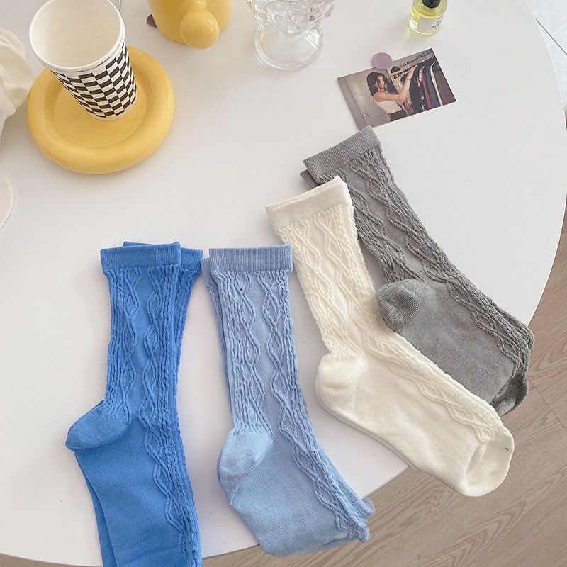 Hàng Mới Về Vớ Ống Mỏng Màu Trơn Họa Tiết Cây Gai Dầu Phong Cách Nhật Bản Thời Trang Xuân Hè Hàng Mới Về