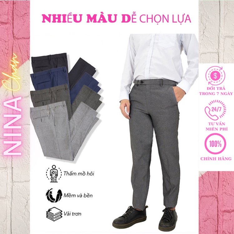 Quần tây nam trung niên vải dày mềm không ra màu loại quần tây nam ống suông Akira