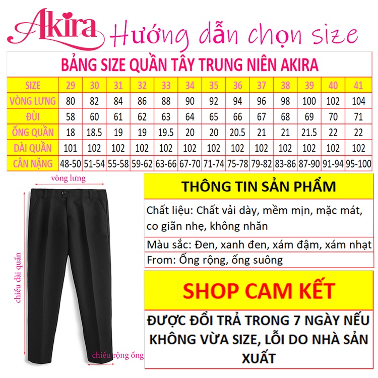 Quần tây nam trung niên vải dày mềm không ra màu loại quần tây nam ống suông Akira