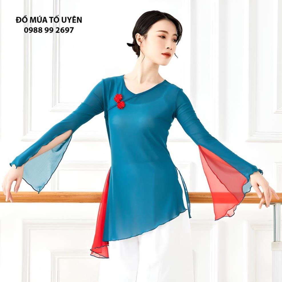 Áo lưới tập múa cổ trang, tập yoga tay loe xẻ, vạt chéo  - Đồ Múa Tố Uyên