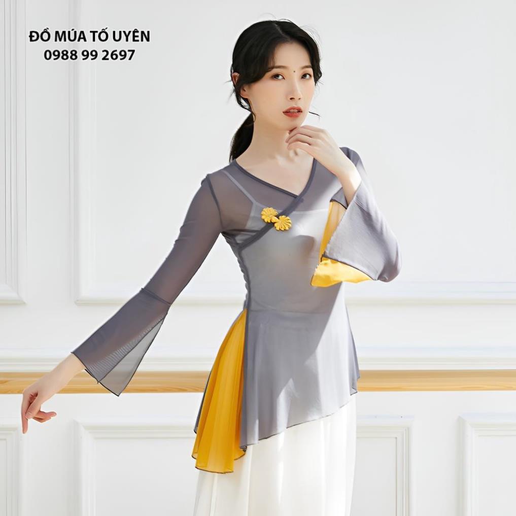 Áo lưới tập múa cổ trang, tập yoga tay loe xẻ, vạt chéo  - Đồ Múa Tố Uyên