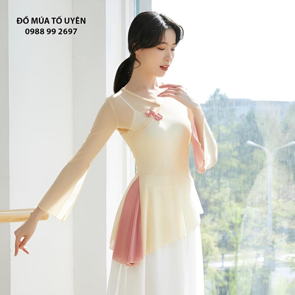 Áo lưới tập múa cổ trang, tập yoga tay loe xẻ, vạt chéo  - Đồ Múa Tố Uyên