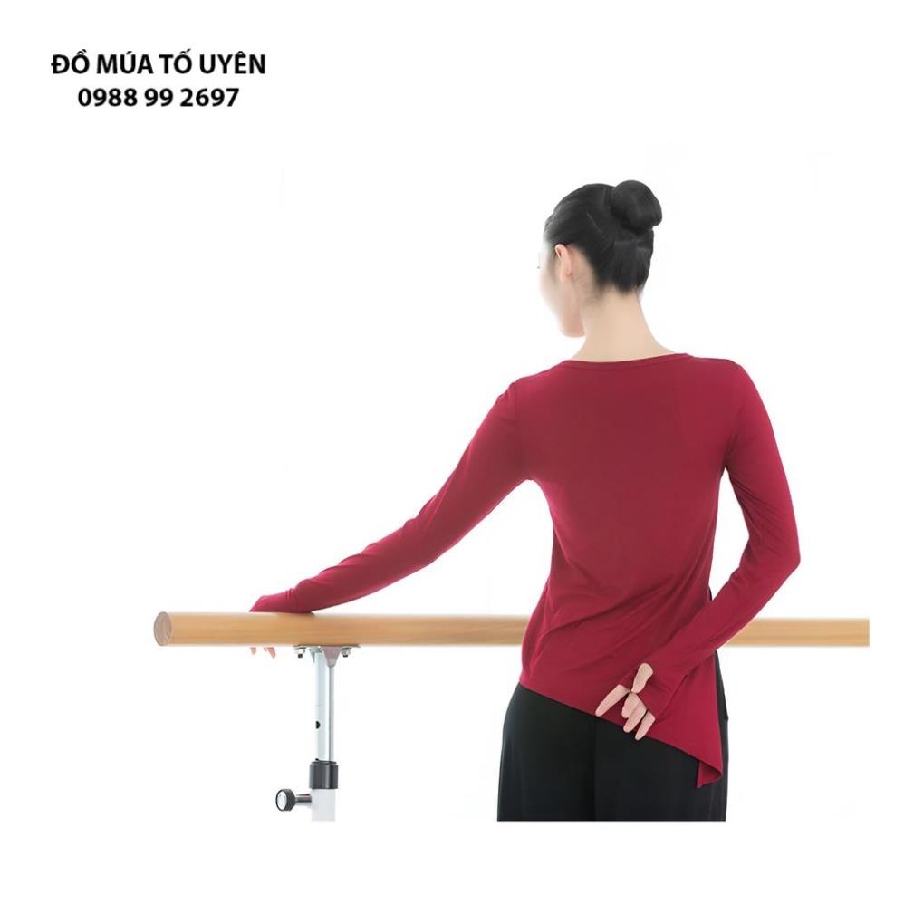 Áo tập múa xẻ tà dài tay xỏ ngón  - Đồ Múa Tố Uyên