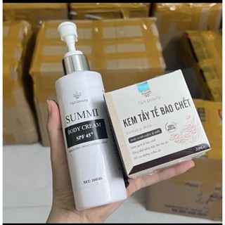 Kem body dưỡng trắng chống nắng summi 200ml+ tẩy tế bào chết (combo)