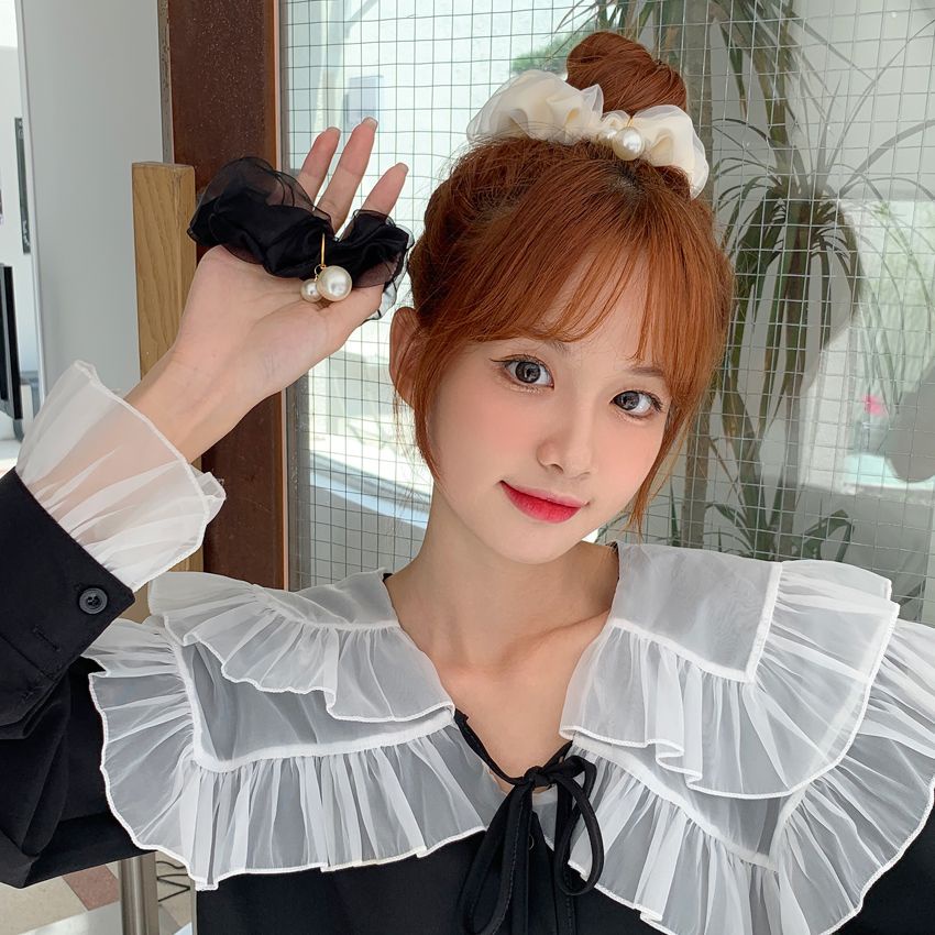 Dây Buộc Tóc Cao Su Đính Ngọc Trai Phong Cách Pháp Thời Trang Xuân Hè