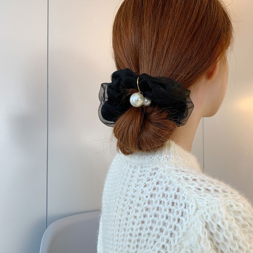 Dây Buộc Tóc Cao Su Đính Ngọc Trai Phong Cách Pháp Thời Trang Xuân Hè