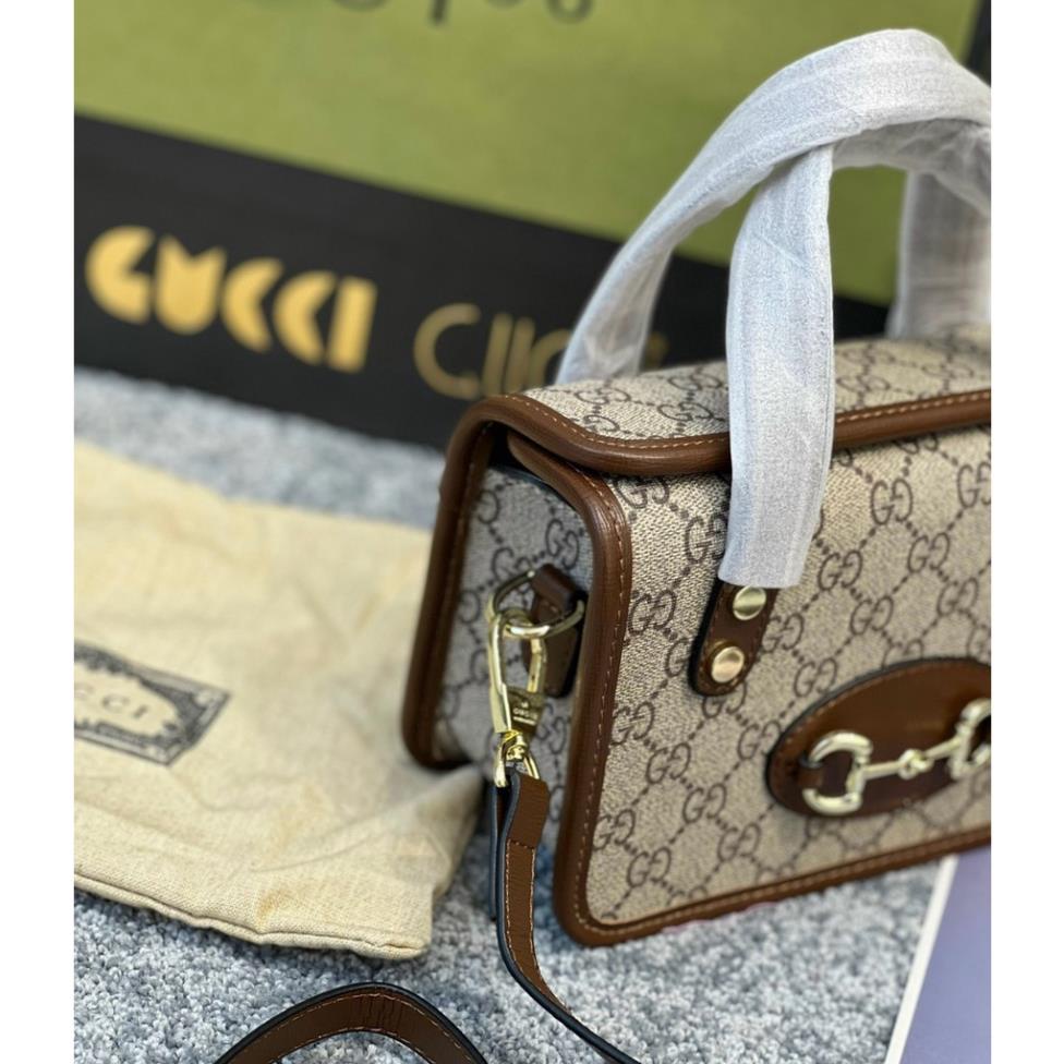 Túi Xách Nữ Gucc Horsebit 1955,Size 21,Chất Vải Thô Chuẩn Auth,phụ kiện sáng bóng không bay màu, full 2 box,Bh 12 tháng
