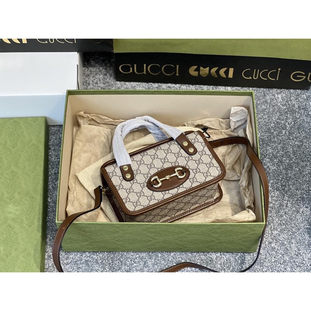 Túi Xách Nữ Gucc Horsebit 1955,Size 21,Chất Vải Thô Chuẩn Auth,phụ kiện sáng bóng không bay màu, full 2 box,Bh 12 tháng