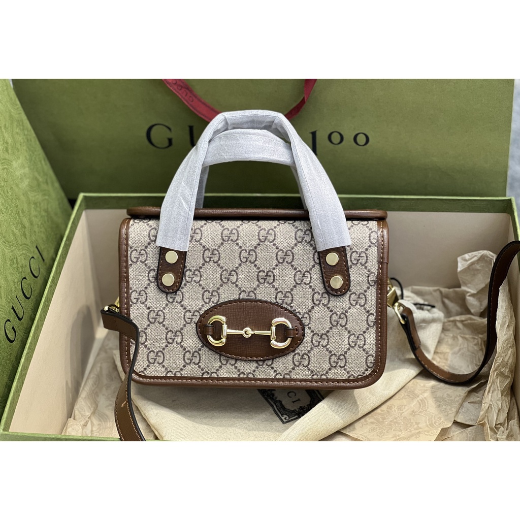 Túi Xách Nữ Gucc Horsebit 1955,Size 21,Chất Vải Thô Chuẩn Auth,phụ kiện sáng bóng không bay màu, full 2 box,Bh 12 tháng