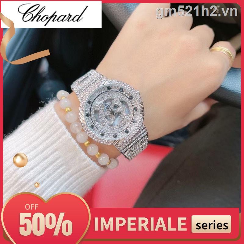 HAPPY DIAMONDS Đồng Hồ Đeo Tay Bằng Thép Không Gỉ Mạ Kim Cương 38mm Cho Nữ