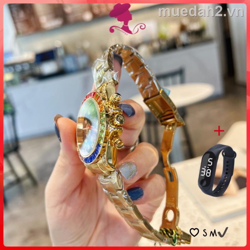 Đồng Hồ Rolex Thời Trang Nam Đính Kim Cương Giả Đa Năng Bằng Thép Không Gỉ