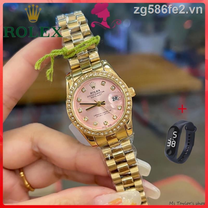 Đồng Hồ rolex Đính Kim Cương Giả Bằng Thép Không Gỉ Thời Trang Sang Trọng Cho Nữ
