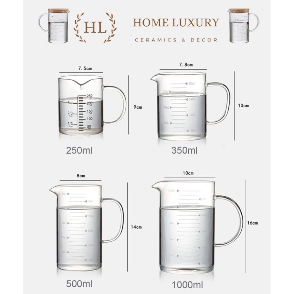 CA chất liệu thủy tinh CÓ VẠCH CHIA ĐỊNH LƯỢNG KÈM NẮP GỖ TRE thời thượng | CA ĐONG chất thủy tinh ĐỊNH LƯỢNG KÈM NẮP GỖ