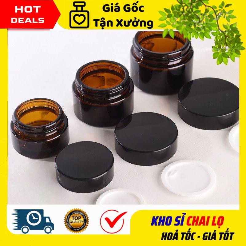 Hủ Đựng Kem ❣ KHO SỈ ❣ Hủ Chiết Kem Thủy Tinh Nâu 5g/10g/15g/20g/30g/50g/100g chiết mỹ phẩm , phụ kiện du lịch