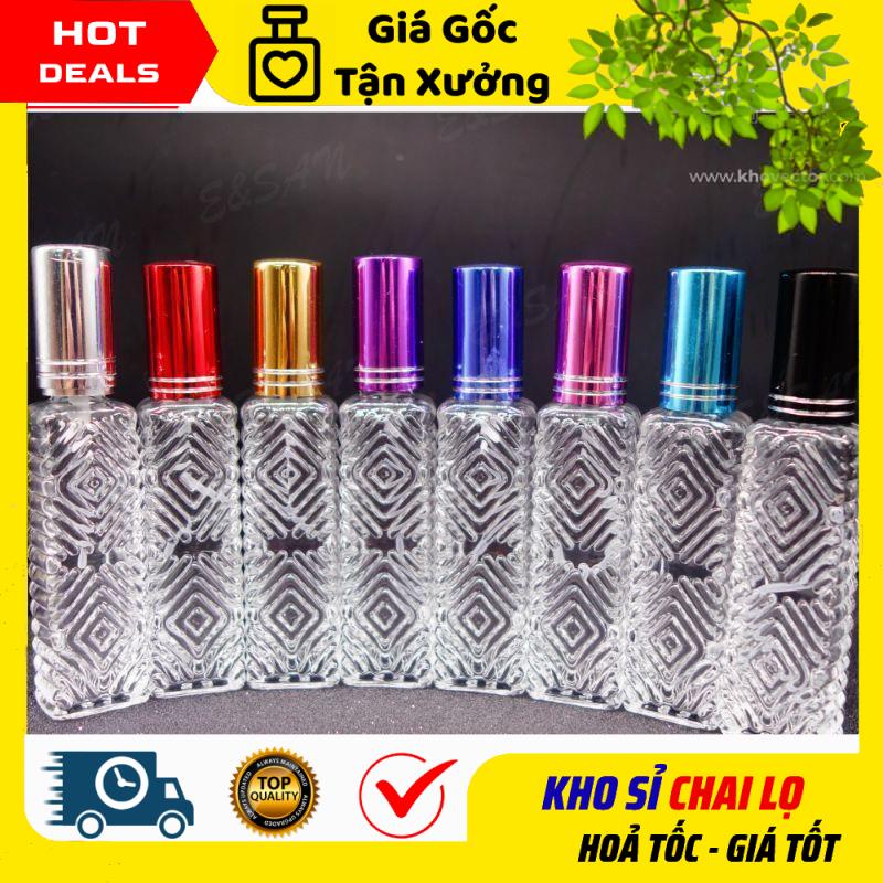 Lọ Chiết Nước Hoa ❣ KHO SỈ ❣ Lọ chiết nước hoa thủy tinh 12ml có Gân hoa văn đựng dầu thơm, phụ kiện du lịch