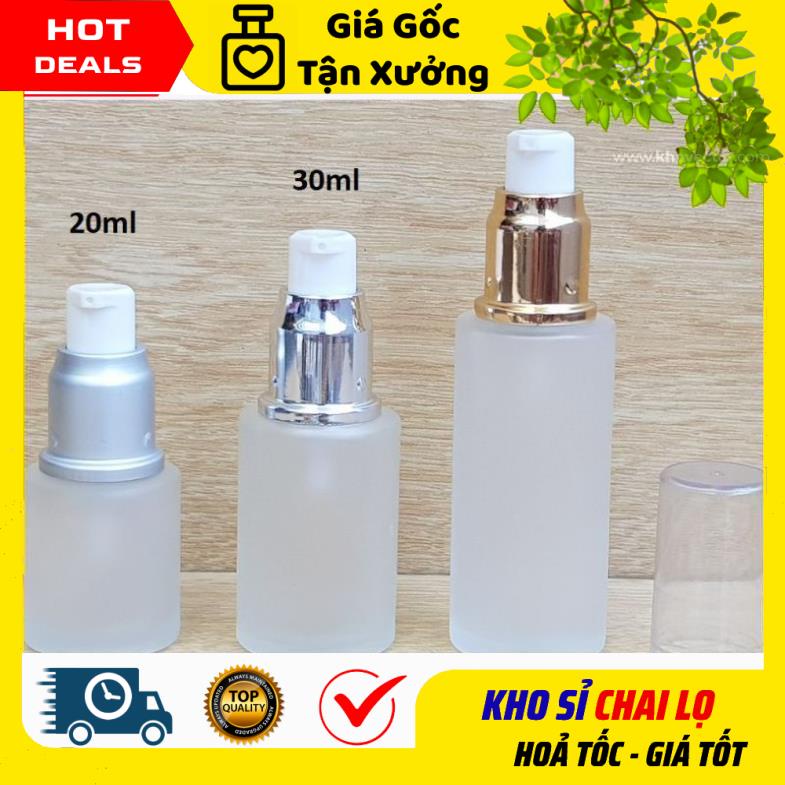 Chai Lọ Thủy tinh mờ Vai ngang Xịt giọt 20ml/30ml/50ml đựng kem dưỡng da, sửa rửa mặt, serum .