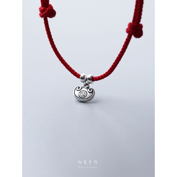 Lắc Chân Mạ Bạc 999 Mặt Khóa Năm Mới Sinh Nhật Đa Năng Ping An is Fu Dành Cho Nam Nữ