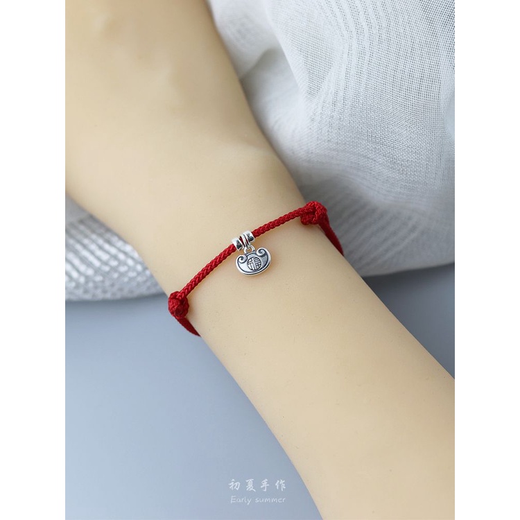 Lắc Chân Mạ Bạc 999 Mặt Khóa Năm Mới Sinh Nhật Đa Năng Ping An is Fu Dành Cho Nam Nữ