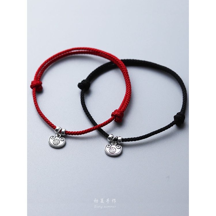 Lắc Chân Mạ Bạc 999 Mặt Khóa Năm Mới Sinh Nhật Đa Năng Ping An is Fu Dành Cho Nam Nữ