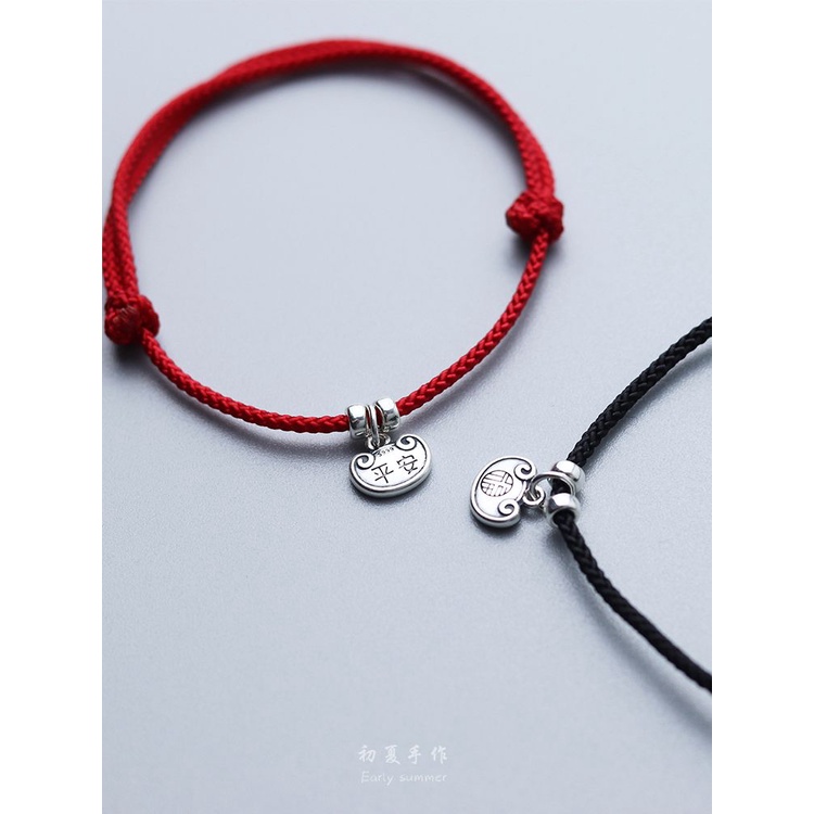 Lắc Chân Mạ Bạc 999 Mặt Khóa Năm Mới Sinh Nhật Đa Năng Ping An is Fu Dành Cho Nam Nữ