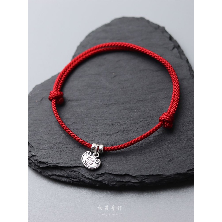 Lắc Chân Mạ Bạc 999 Mặt Khóa Năm Mới Sinh Nhật Đa Năng Ping An is Fu Dành Cho Nam Nữ