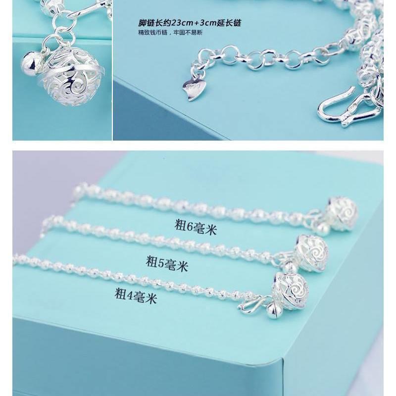 Lắc Chân Mạ Bạc 999 Có Chuông Phong Cách Hoàng Gia Nhật Bản Và Hàn Quốc Cho Nữ Sinh