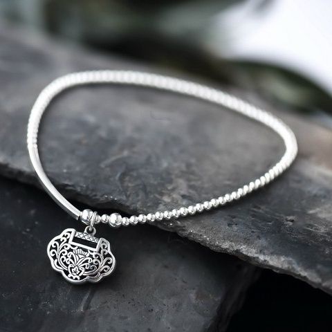 Lắc Chân Mạ Bạc 925 Dạng Xích Đơn Giản Phong Cách retro Cá Tính Dễ Phối Đồ Dành Cho Nữ