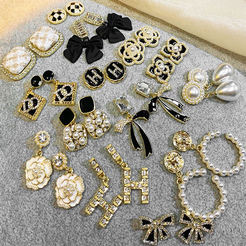 Xiaoxiang Bông Tai Hoa Trà Đen Đính Ngọc Trai Cao Cấp Phong Cách Pháp Cổ Điển Bằng Siliconv 925