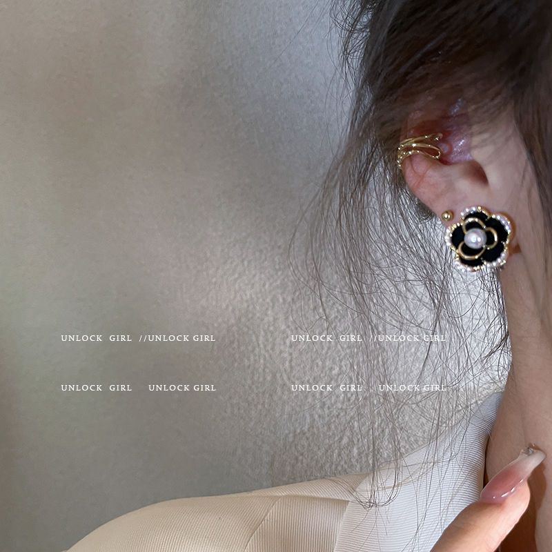 Xiaoxiangfeng Bông Tai Bạc 925 Đính Ngọc Trai Hoa Trà Đen Thời Thượng Cao Cấp 2023